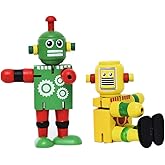 VICASKY 2pcs Wooden Snap Together Building Toys for Kids,STEM Blocks Toys Robot Take Apart Creative Educational Playthings for Boys and Girls 3 4 5 6 7 8 Years Old