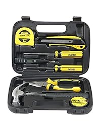 Dowell pequeñas homeowner Tool Set, 8 piezas Kit de herramientas de mano pequeño con General de Hogares Caja de herramientas de plástico caso de almacenamiento