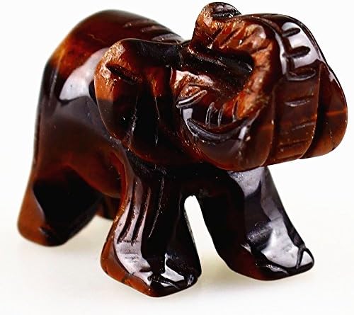 Carved Healing Crystal Guardian Elephant Pocket GemStone Figurines 1.5" Red Tiger Eye