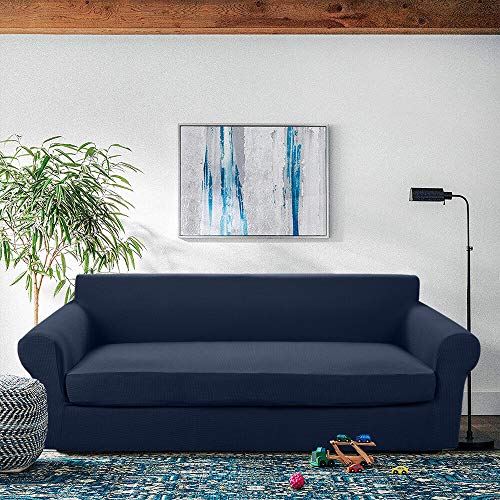 Vailge 2 Piece High Stretch Jacquard Sofa Slipcover Water