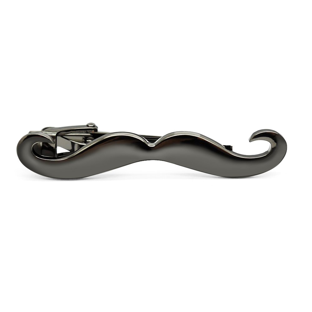 HONEY BEAR Mens/Boys Moustache Beard Tie Clip Bar for Skinny Narrow Size/Normal Size Tie Stainless Steel for Business Wedding Gift (Black 5.6cm)