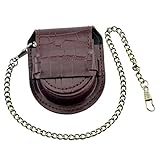 TOOGOO Vintage Leather Chain Pocket Watch Holder Storage Case Box Red Brown