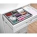 mDesign Soft Fabric Dresser Drawer and Closet Storage Organizer Bin for Lingerie, Bras, Socks, Nylons, Ties, Belts, Tank Tops, Small Accessories - Divided 9 Section Tray, Textured Print, 2 Pack - Gray
