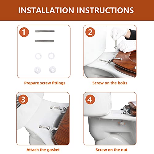 Elongated Toilet Seat Molded Wood Toilet Seat with Zinc Alloy Hinges