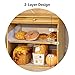 Goodpick Bamboo Bread Storage Box Double Layer Large Wood Bread Boxes for Kitchen Countertop Bread Bin Smoothly Slide Door Roll Top Bread Vintage Bread Container 15.75 x 13.97 x 9.8 in Self Assembly