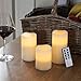 3 Real Wax Flameless Candles with Remote Control- Indoor and Outdoor Battery Operated Flickering LED Flameless Candles- Suitable for Weddings, Parties (Battery not Include)