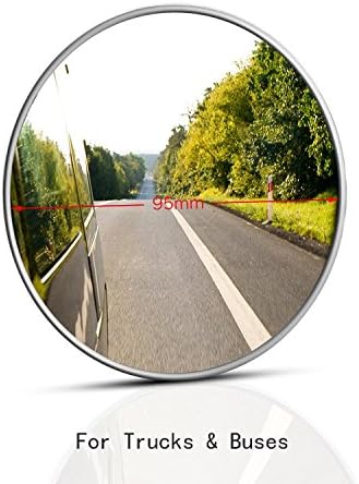 Blind Spot Mirror, SASUM 1 Pack 3 3/4" Round Convex Mirror Stick On ABS Electroplate Rust Resistant Side Mirror for Truck, Bus, Semi-truck