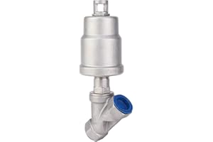 Hyuduo Angle Seat Valve, Turn Brass Angle Stop Valve Air Actuated Female Thread Stainless Steel Pneumatic Steam Valve(1/2in; 