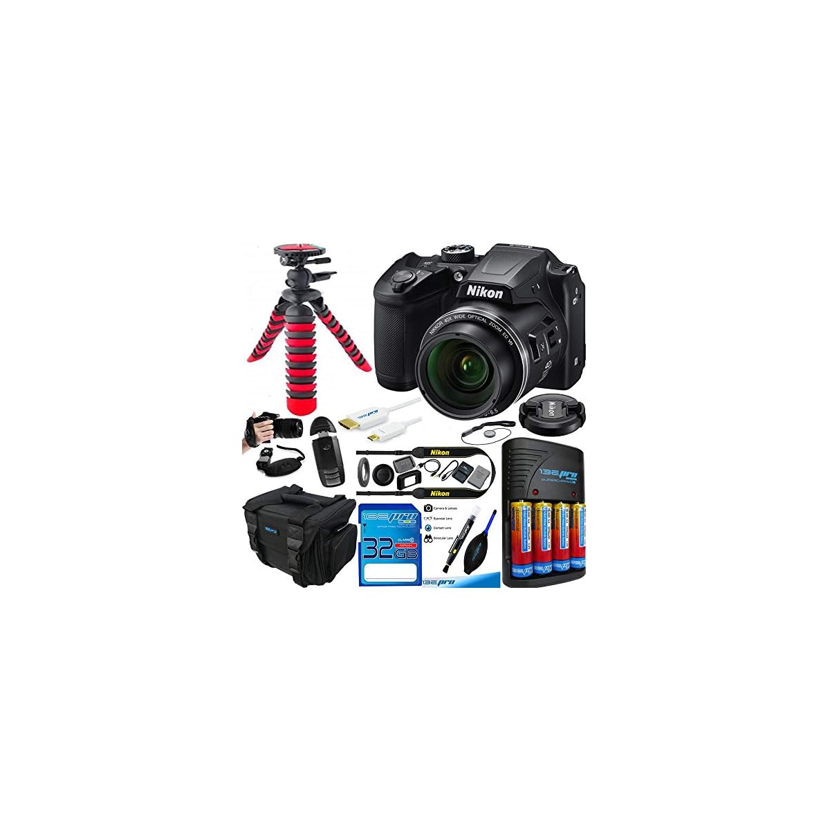 Nikon COOLPIX B500 Digital Camera (Black) Essential Accessories Bundle