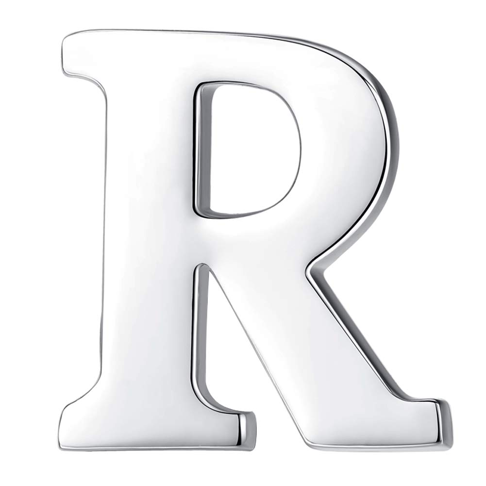 HONEY BEAR 1pc Alphabet Letters A to Z Collar Brooch Label Pins Badge for Mens' Suit/Women's Shirt for Business Gift,Silver R 0.94in