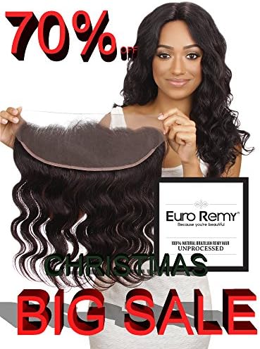 EURO REMY ERECS2004BW-S-N14 Brazilian Virgin 100% Unprocessed Human Hair Extensions 13x4 Lace Frontal Closure Free Part Bodywave 14 inches Natural