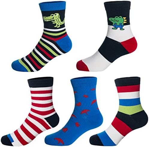 Boys Socks Toddlers Little Boys Seamless Cute Colorful Multi Stripes Ultra Soft Cotton Fashion Crew Socks 5 Pairs Packs