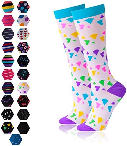 Compression Socks for Women & Men 15-20mmHg Graduated-BEST Running Socks WXXM 1 Pair