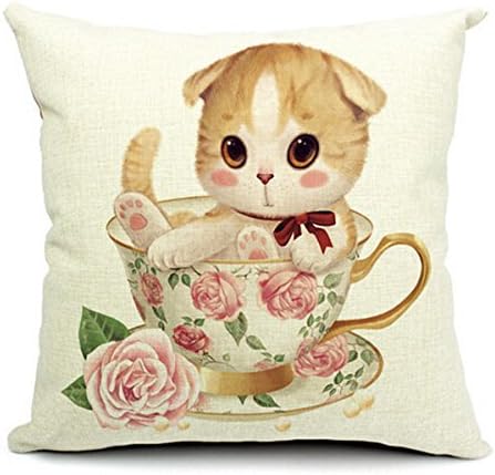 Jtartstore 3 pcs for shoose Simple Nordic Cute cartoon cat big eyes P Square cotton pillow cases pillow 18 x 18 inches q272