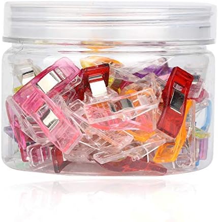 QKKER 50 pcs DIY Mixed Plastic Wonder Clips Sewing Craft Patchwork Fabric Quilting Knitting Clamps Home Office Supply Garment Clips Holder