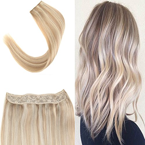 Youngsee 14 Inch Invisible Wire Secret Halo Hair Extensions Human