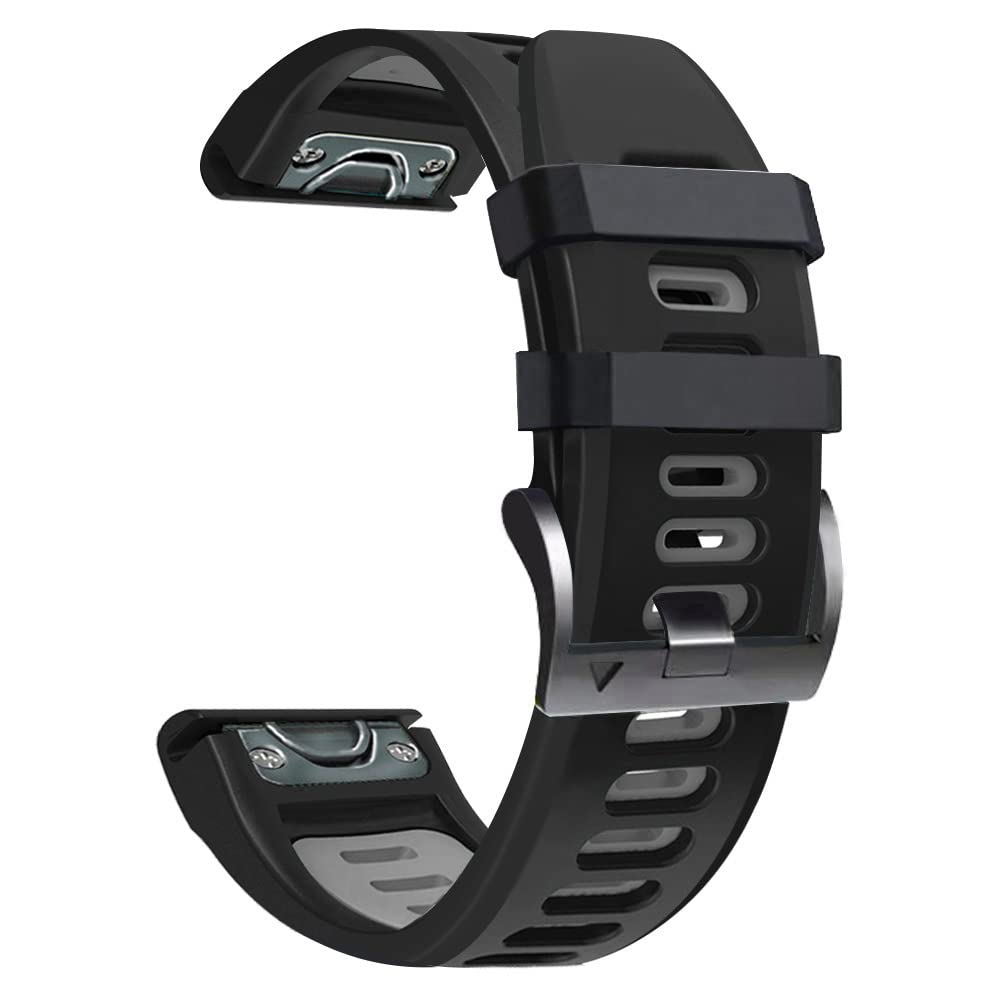 Fleshy Leaf 22mm tow color Bracelet Strap Compatible for Garmin Fenix 7,Fenix 6,Fenix 6 Pro,Fenix 5,Fenix 5 Plus,Approach S60 S62,Forerunner 935 945,Quick Release Strap Wristband (black-gray)