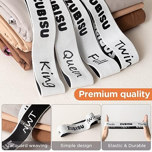 ZUBISU Bed Sheet Organizer Bands, Twin Size Sheet Labels for Bedding Storage 4PCs Pack, Elastic Sheet Set Organizer, Fitted Sheet Straps Bed Bands for Sheets Pillowcases Duvets, Twin 4PCs