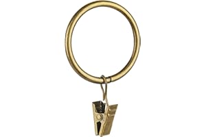 AWTOK Curtain Rings - 14 PCS 1.5-Inch Clip Rings for Curtain Panels, This Drapery Curtain Clip Rings Also Apply for Drapery Rod (Antique Brass)