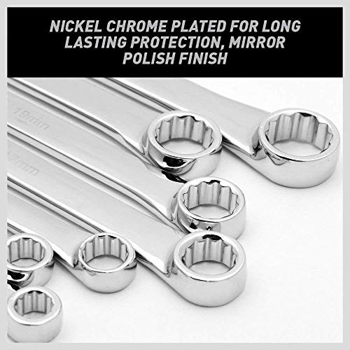 HORUSDY 7-Piece Extra Long Double Box End Wrench Set, CR-V, Less Effort Aviation Wrench Metric 10mm - 24mm