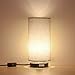 HAITRAL Bedside Desk Lamp - Modern Minimalist Table Lamp with Fabric Shade Nightstand Light for Bedroom, Living Room Office, College Dorm, Kids Room, Cylinder