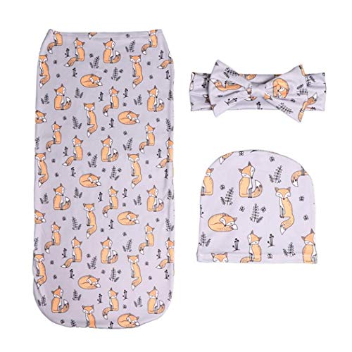 DREAMVAN Newborn Baby Toddler Swaddle Wrap Sleeping Bag Cap Headband Set Gifts Blankets & Swaddling