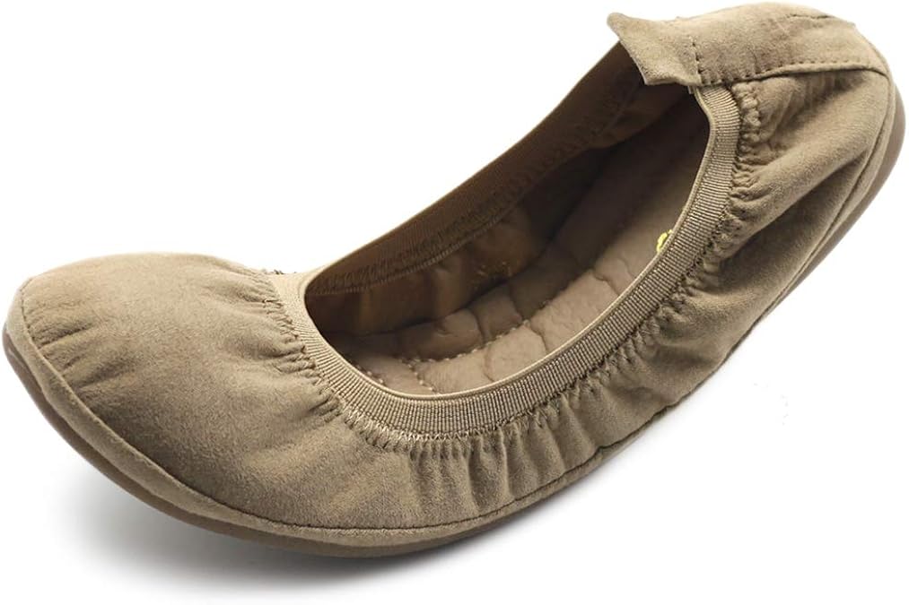 Ollio Women's Shoes Faux Suede Comfort Ballet Flat Flats