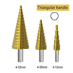 Step Drill Bit Set, Hss Titanium Serrated Twist