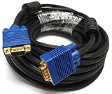 Importer520 Blue Connectors HD15 Male to Male SVGA VGA Long Video Monitor Cable for TV Computer Projector (50 Feet)