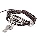 Father.son Angel Wing Guitar Love Heart Beard Butterfly Pendant Bangle Vintage Leather Bracelet Bead Embossed Surfer Wrap Braided Tribal Halloween Jewelry (Angel Wing)
