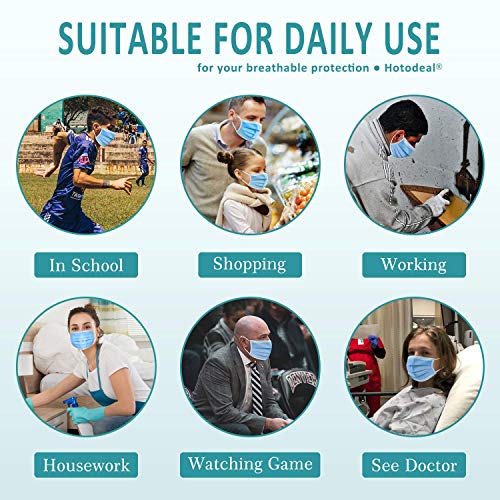 50 Pcs Disposable Face Mask, Breathable Face Masks 3 Ply Protection for Blocking Dust Air Pollution, Daily Protective facemask Bulk for Adult, Men, Women, Indoor, Outdoor Use