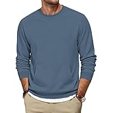 AUSELILY MEN Men's Crewneck Sweatshirts Cotton Casual Hoodless Pullover Long Sleeve with Kangaroo Pockets X Decoration
