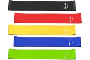 WAYAMY Bandas de Resistencia, Set de 5 Elástico Ejercicio Bandas para Entrenamiento de Fitness Corporal con Bolsa de Transporte para Hombres y Mujeres