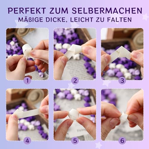 VGOODALL 1080 Stück Origami Sterne Papier, Papierstreifen Origamipapier für Basteln DIY Dekoration Geschenk Lila
