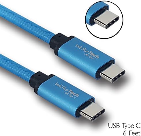 USB C Cable, WiRoTech Light Blue USB-C to USB-C Fast Charging Cable (6 Feet, Light Blue)