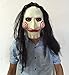 KINGEVA Party Halloween Costume Latex Horror Clown Saw Mask Super Lifelike Horrifying The Puppet Mask From Movie Jigsaw Full Mask Head Latex Masquerade Prop Christmas, Meets your SCARE criteria!