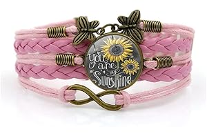 YOCOYEE You Are My Sunshine Sunflower Layers Leather Bracelet Butterfly Eternal Endless Daisy Cahrms Bracelet for Women