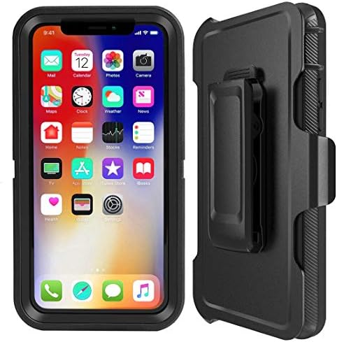 iPhone Xs Defender Case, iPhone X Defender Case with Belt Clip, Kickstand, Holster, Heavy Duty, Rugged Rubber Case Compatible with Otterbox iPhone X & iPhone Xs(5.8")