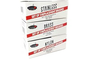 Grillbot Grill Brushes Bundle – Replacement Brushes for Grillbot Automatic Grill Cleaning Robot, Set of 3 Each Stainless Steel, Nylon and Brass Variety Pack