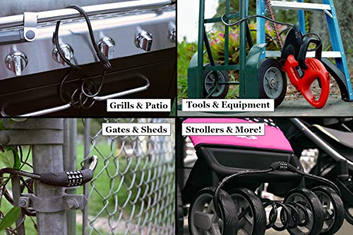 Ardent Cable Bike Lock Combination - no Key - Heavy Duty Extra Long 6ft Steel Chain - for all Road & Mountain Bicycles - Easy Resettable Number Combo for Kids and Adults - Best for Outdoor Use