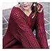 ARJOSA Women's Fall Sweaters Pullover Oversized Crew Neck Long Sleeve Knit Sweater Tunic Tops (Large, Wine Red)
