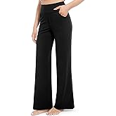 CL convallaria Womens Wide Leg Yoga Pants with Pockets Stretch Trousers Business Casual Dress Pant Petite Regular