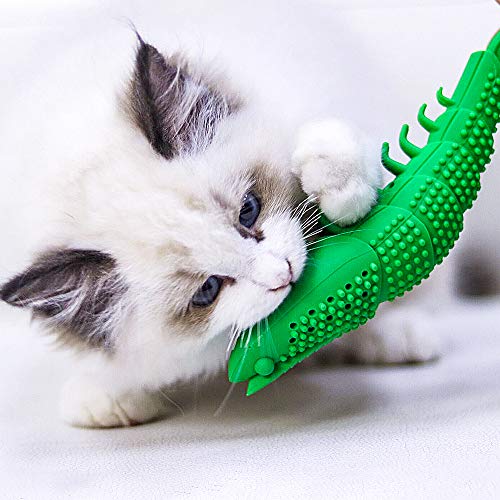 RUCACIO Cat Toys Interactive Kitty Catnip Toys Cat Treat Toy Kitten Stuff Toothbrush Teeth Cleaning Chew Toy Lobster Shape Great Christmas Gifts100% Natural Rubber Bite Resistance