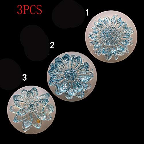 September 3PCS Silicone Molds Crystal Epoxy DIY Flower Moulds UV Glue AB Gel Cake Pendant Decorative Mould
