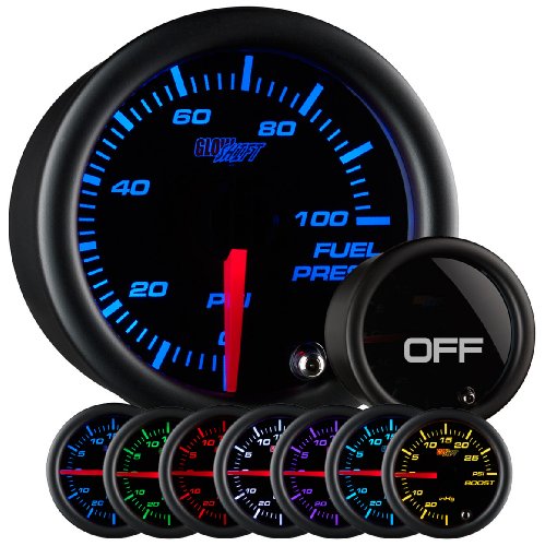 Glowshift tinted 7 color 100 psi fuel pressure gauge