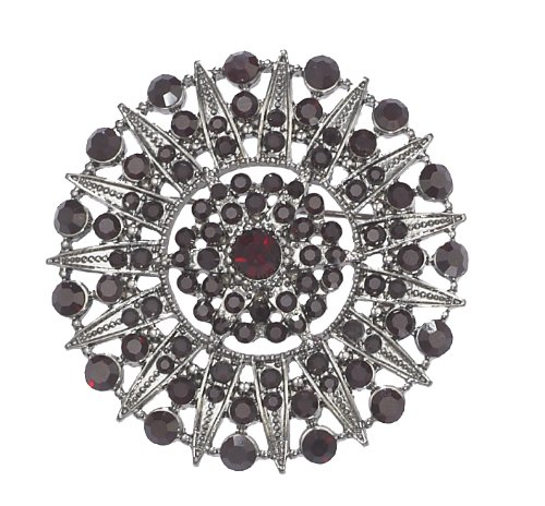 PILGRIM 622-305 Brosche, Schwarzmetal, rot