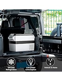 COSTWAY 54 Quart refrigerador portátil   congelador compacto coche Mini refrigerador eléctrico para camión fiesta, viaje, picnic al aire libre, camping ( 4°F a 50°F) (negro y gris)