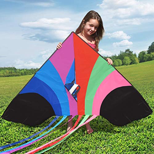 Stoie's Huge Rainbow Kite for Kids and Adults-1.6M Wide-100 Meter String-Rainbow Color-Built to Last - Thumbnail 4