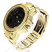 Techno Mens Hip Hop Iced Out Luxury Baller Diamond Bezel Analog Wristwatch Gold, Black Dial