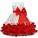 NNJXD Girl Ruffles Vintage Embroidered Sequins Flower Wedding Dress Size (140) 6-7 Years Red